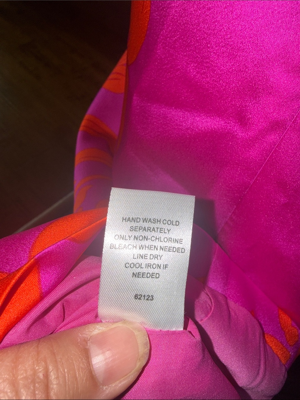 Sugarlips Vallie One-Shoulder Vacation Pink and Orange Floral Satin Shift Dress - Picture 10 of 10